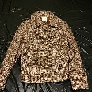 Brown and cream pea coat